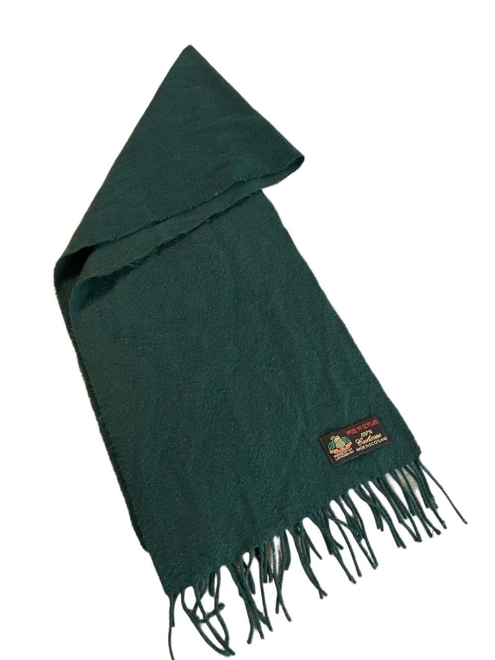 House Of Scotland Scarf 100% Cashmere Dark Green Made In Scotland